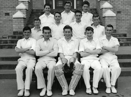 Back Row: Left to Right: Geoffrey Davidson, Peter Friend, Rodney Moore 2nd Back Row: John Stavenden, Brian Firth, John Massey, Brian Edwards Front Row: Lesley Davis, John Duncan, John Macarthur, James Coyle, John Ingram Photo taken the day after CHS FIrst XI beat Melbourne Boys' High School for the first time on their own ground!